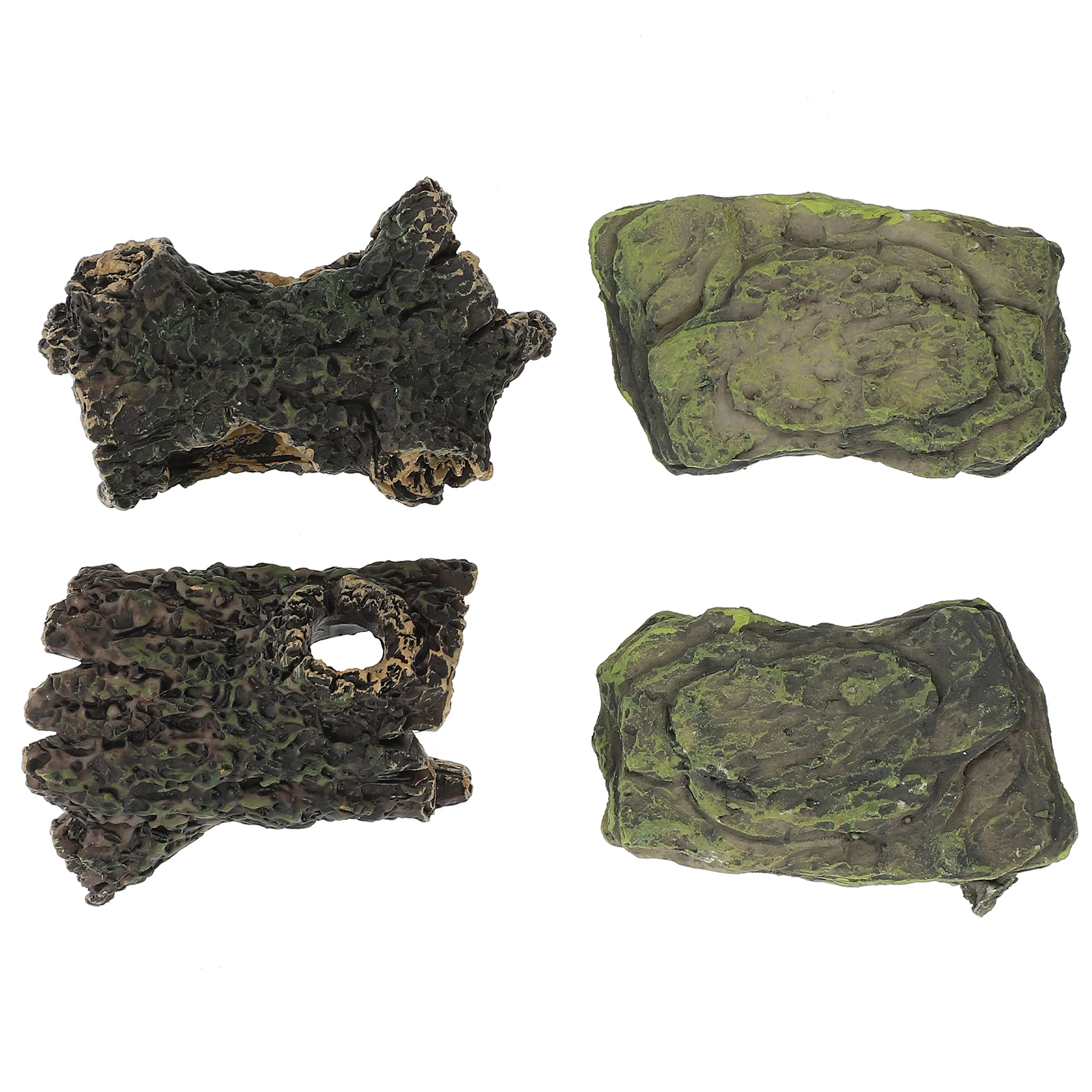 

4Pcs Mini Resin Bark Ornament Miniature Stone Decoration Bonsai Garden Micro Landscape Adornments Mini Stone Model