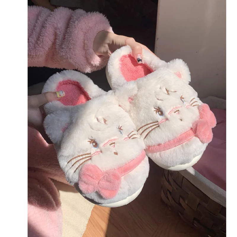Kawaii Mikko Slippers Warm Cotton Slippers Cute Cartoon Girls' Hearts Women's Cute Winter Student Non-slip Home Shoes Gifts Toys