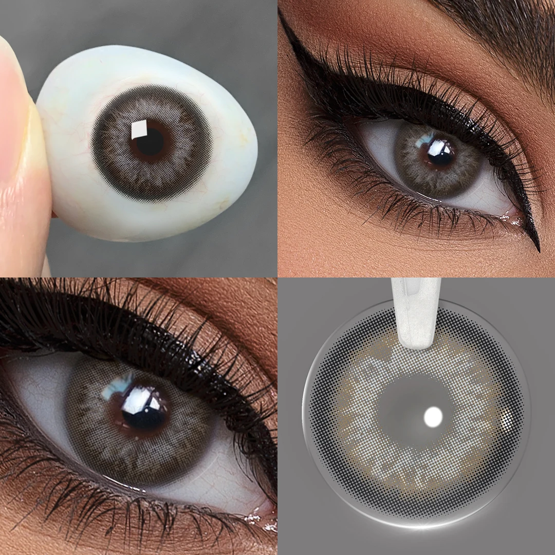 Magister-lentes de contacto de colores para ojos, lentillas de colores para ojos, belleza, Pupilentes, uso anual, 1 par, color marrón y gris