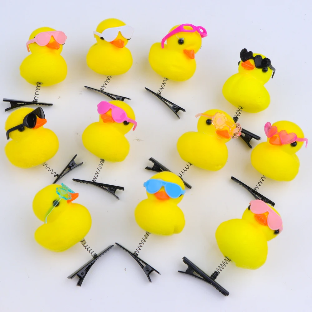 10/20/50/100Pcs/Lot Cartoon Funny Children 3D Little Yellow Duck Plush Hairpin Fashion DIY Duckbill Clip Accessories Party Gifts