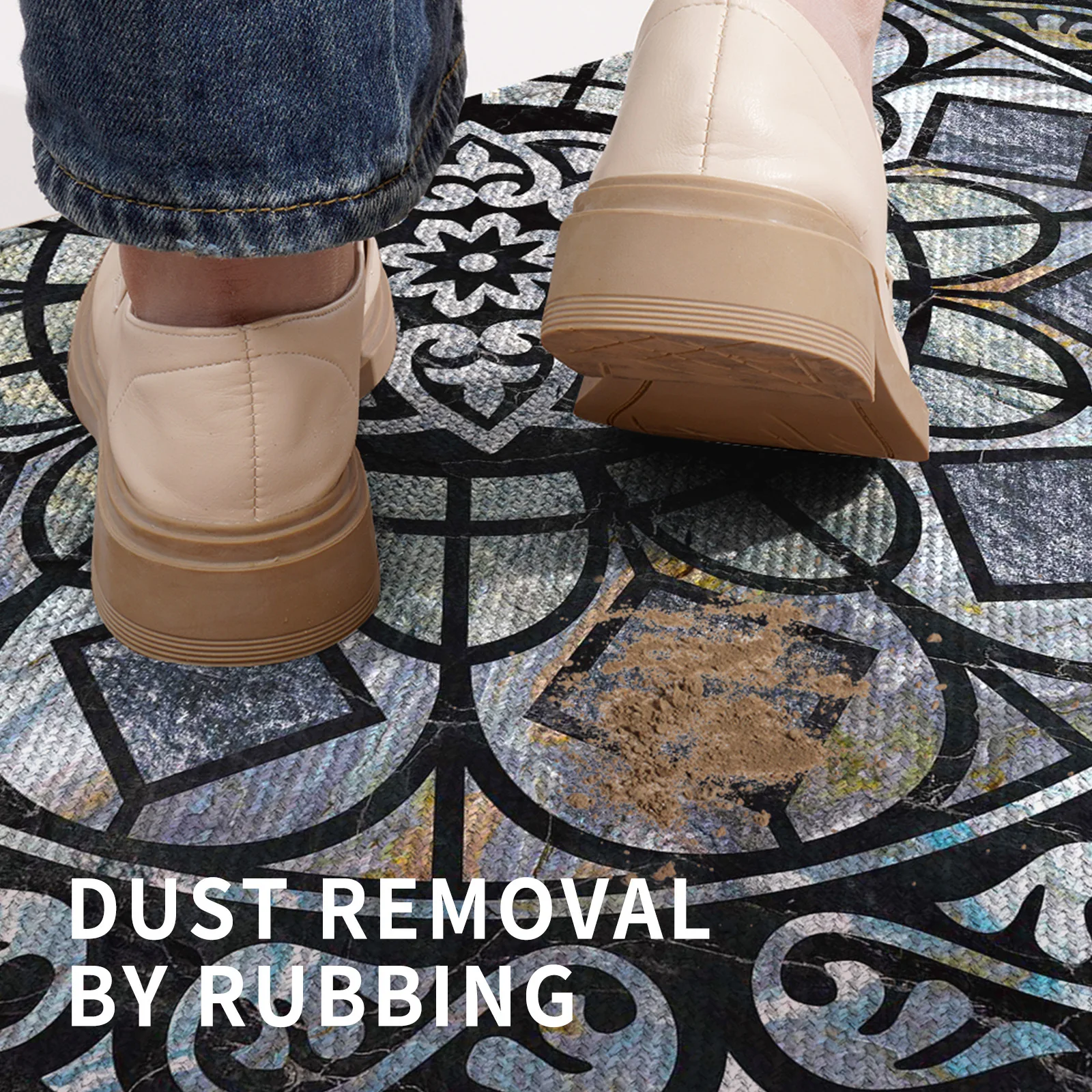 Vintage Geometric Luxury Doormat, Outdoor Dustproof Entrance Mat, Wear-Resistant Durable, Absorb Water, Rubber Non-Slip Backing