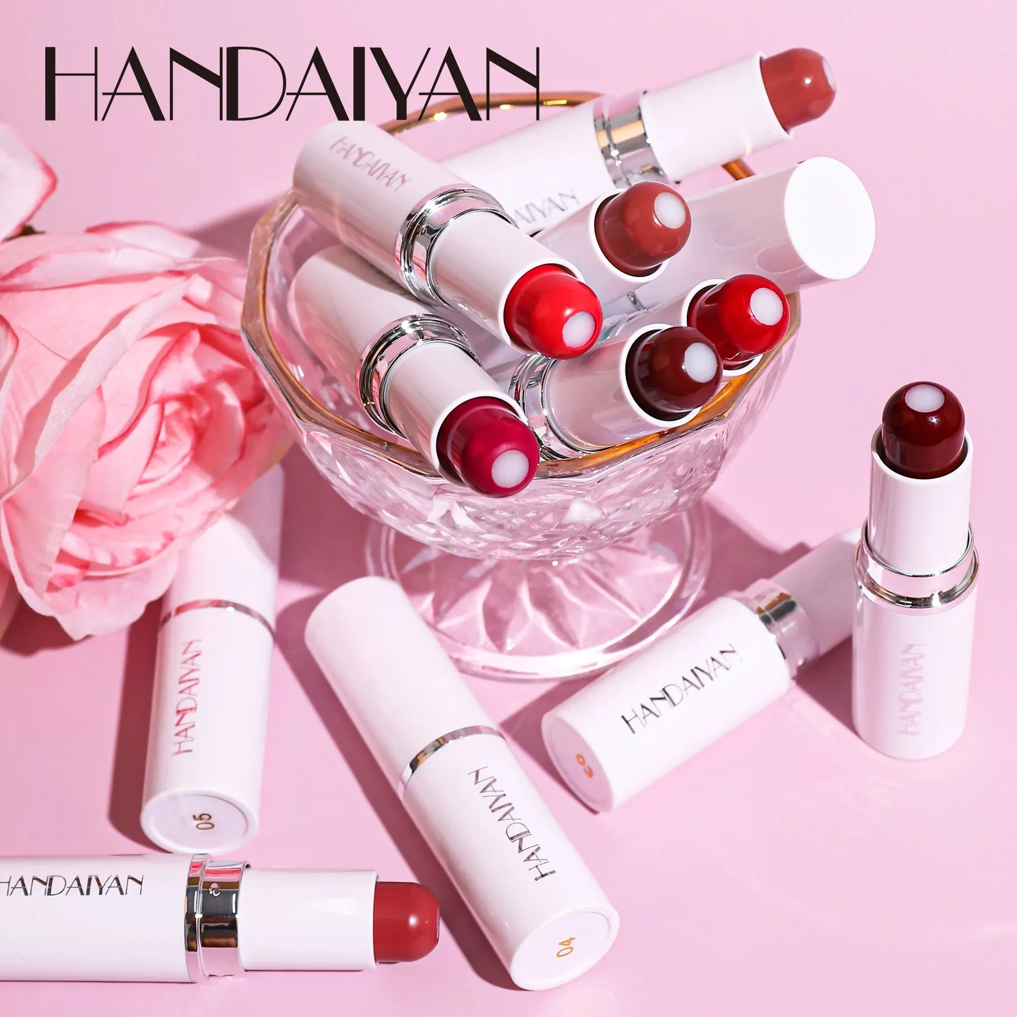 HANDAIYAN Tinted Lip Balm + Buildable Lip Color - Grape Jelly- Natural Gloss Finish - Hydrating Vitamin E Core - Vegan