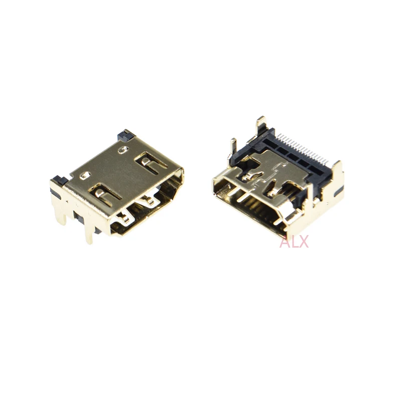 5PCS HDMI FEMale Jack/socket connector 19PIN 19P right angle smt smd 90 Degree Gold-Plated hd 19 PIN