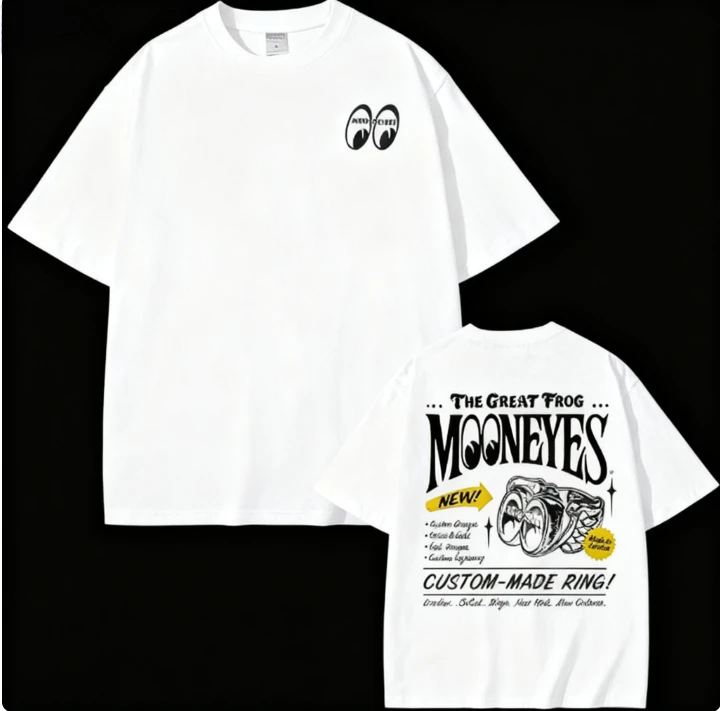 

2025 New Summer Mooneyes Moon Gear Speed Logo Printed Graphic Men's Short-sleeved High-quality Motorcycle T-shirt Popular Tops