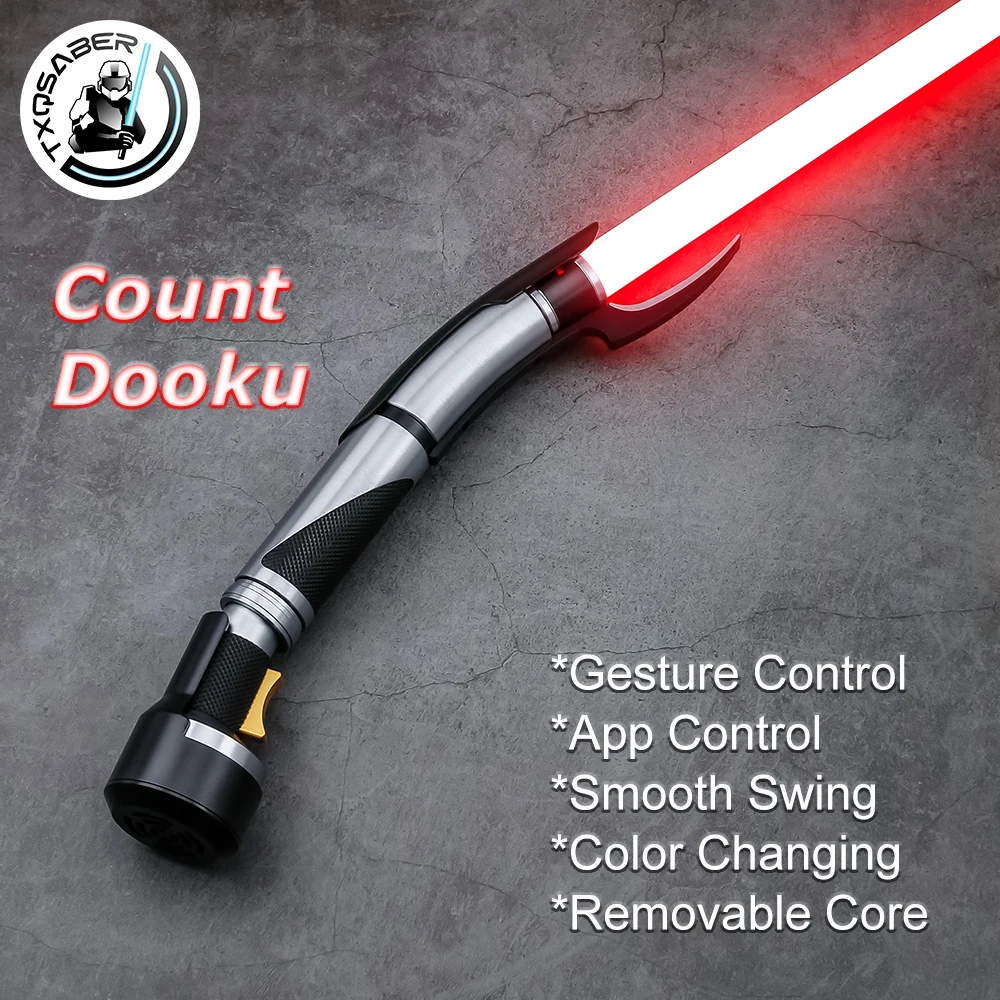 

TXQSABER Lightsaber Neo Pixel Proffie Smooth Swing RGB Curved Metal Handle Cosplay Master Sith Laser Sword Replica Count Dooku