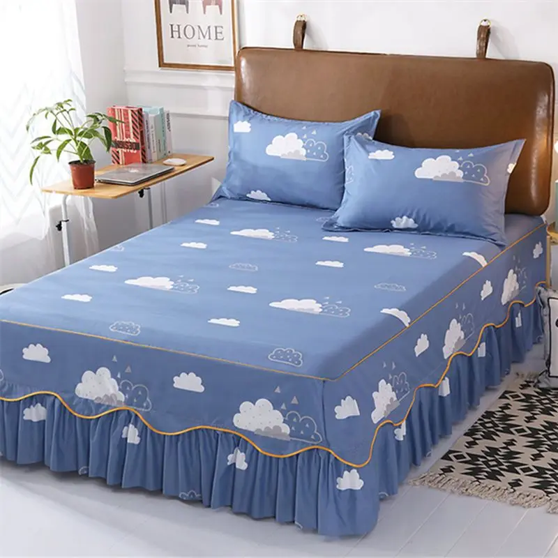 Flat Bed Sheets Twin Queen Full Size Printed Mattress Cover Comfortable Modern Non-slip Durable Princess Korean Skin-friendly