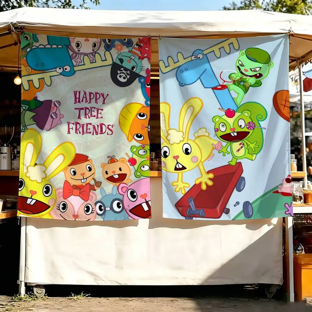 H-Happy Tree Friends Flag Outdoor Decorations for Bedrooms Home Decor Items Decoration Banners