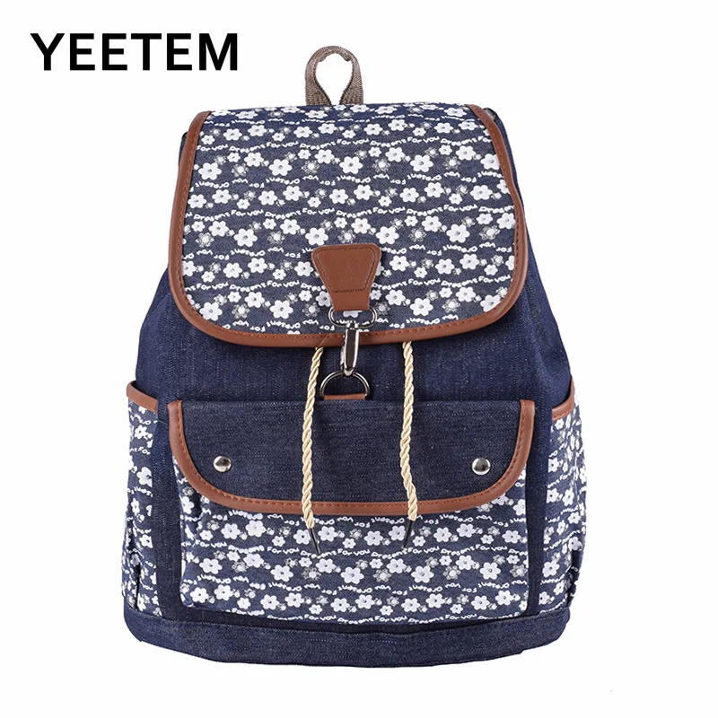 

Retro Drawstring Backpack Student Bag Denim Canvas Outdoor Fashion Bucket Bag Schoolbag Bolsos Mochilas De Mujer