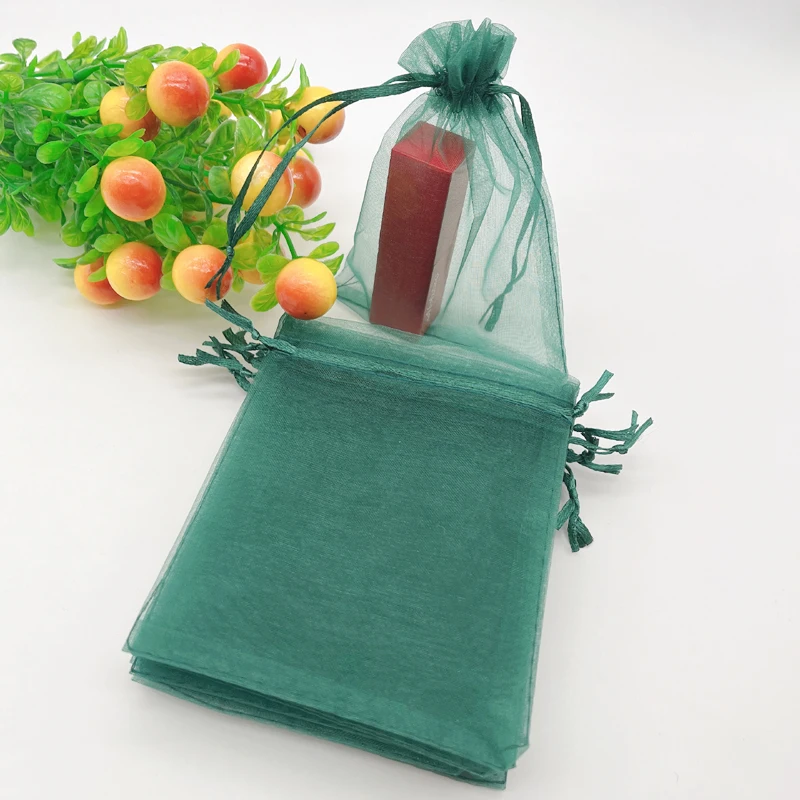 200pcs Drawstring Gift Bag Blackish Dark Green Wedding Packaging Jewelry Storage Bags Sachet Bag Mesh Pouches Organza Gift Bags