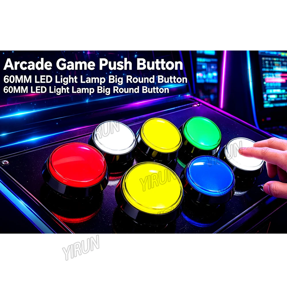 Manufacturer Supply LED Flat Round Plastic Push Button for Arcade Flight Game Machine 12V With a light Button