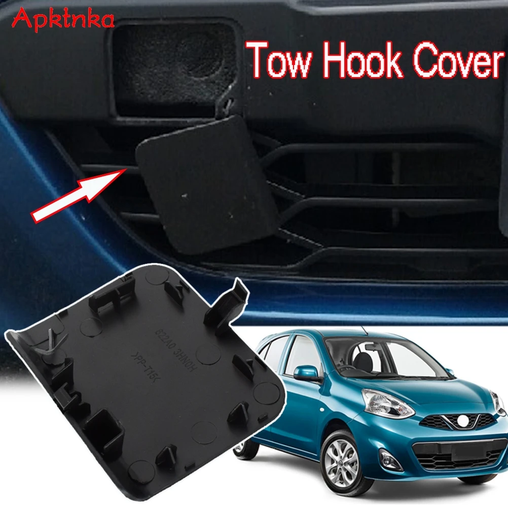 APKTNKA Auto Front Lower Bumper Towing Tow Hook Eye Cover Lid Grille Cap For Nissan Micra K14 2014 -2016 Square Style