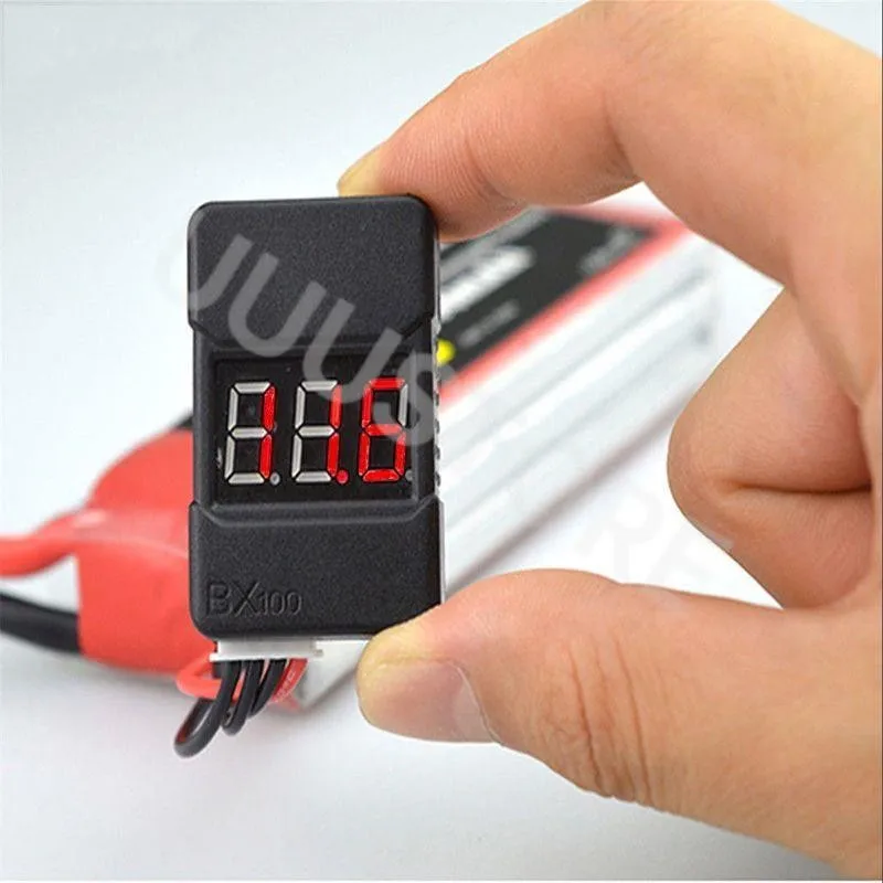 BX100 1-8S LiPo Battery Voltage Tester with Dual-Speaker Low Voltage Buzzer Alarm – for RC Drone & Airplane
