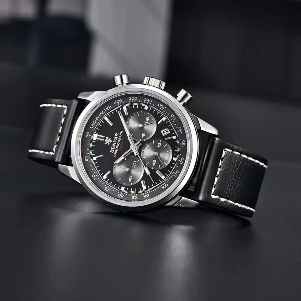 BENYAR 5188 New Quartz Watches for Men Top Brand 42MM Military Watch Luxury Chronograph 30M Waterproof Male Clock Reloj Hombre