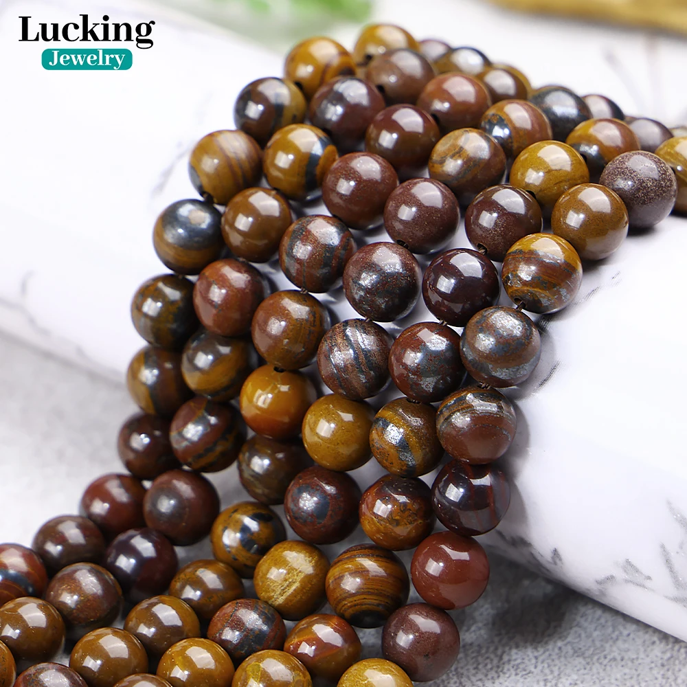 

A+ Natural Iron Tiger Eye Stone With Star Ring Loose Beads For Jewelry Making DIY Bracelets Accessories 15'' 4-12mm