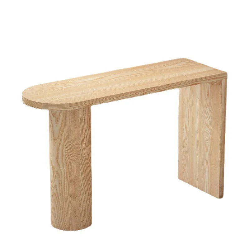 

Household partition against the wall dining side table simple long all solid wood high table and chair combination
