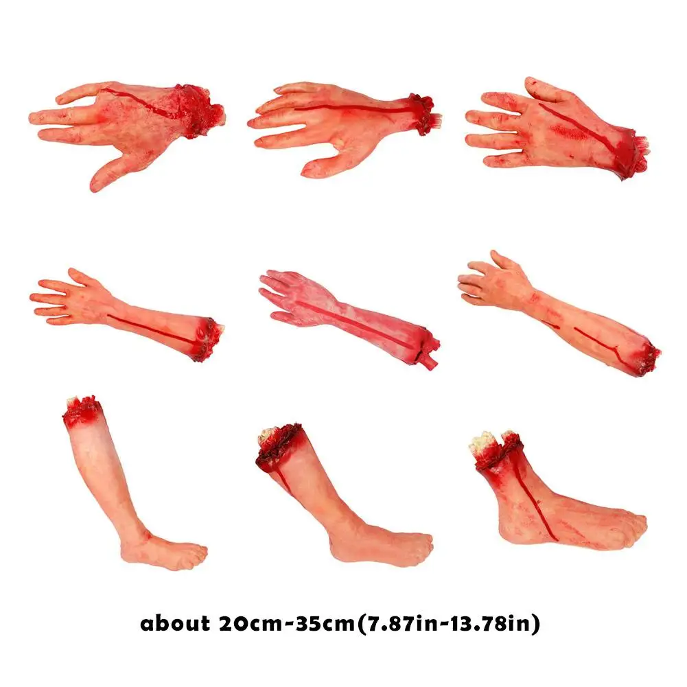 Fake Severed Hands Props Halloween Zombie Hand Severed Arm Props Body Parts Haunted House Party Decorations Practical Joke Tools