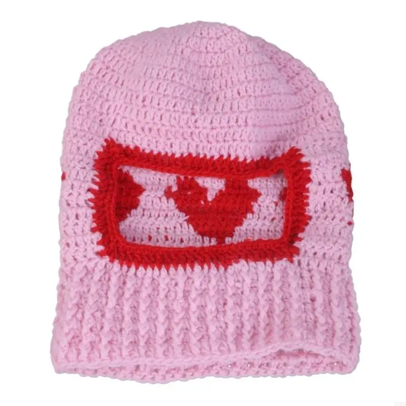 ハロウィン用ニットハート目出し帽 目出し帽スタイル ニットフード付き目出し帽 49MB
