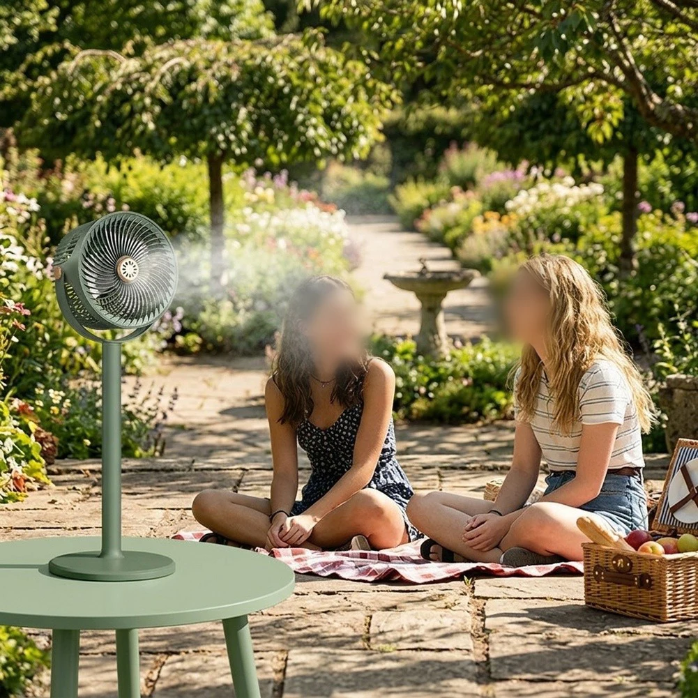 Solar Powered Floor Fan With LED Light Adjustable Height USB Rechargeable Camping Fan For Tent Patio Office Black