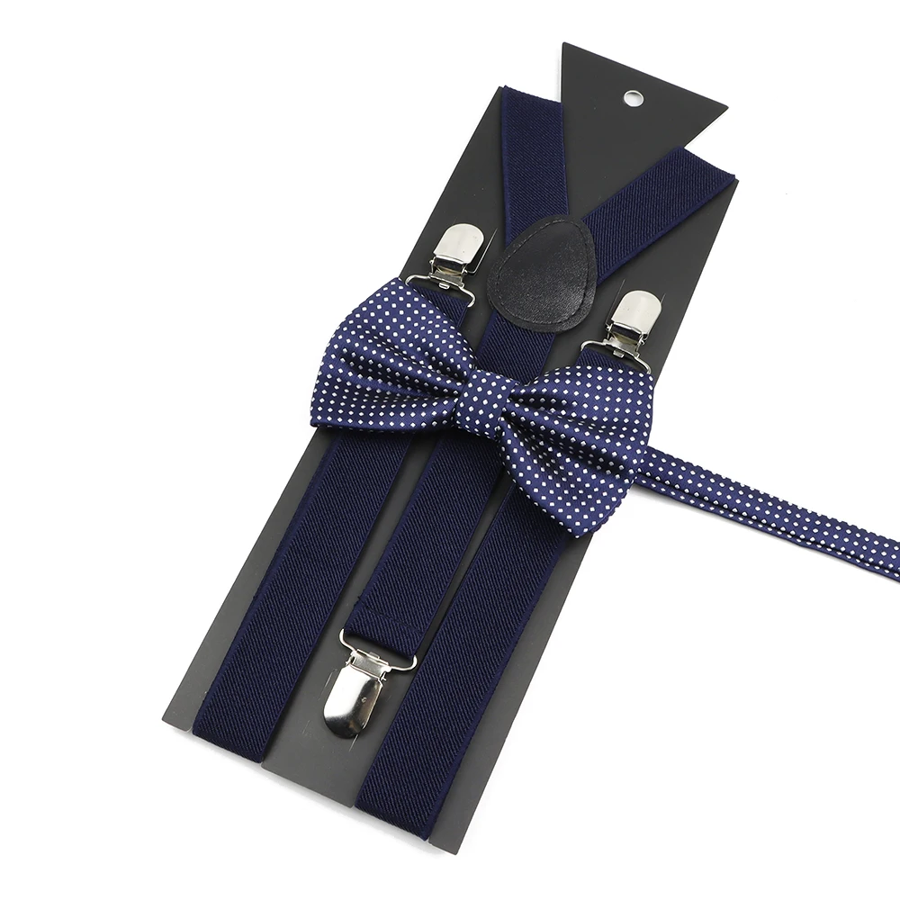 Men's Kids Solid Color Suspender Bowtie Set