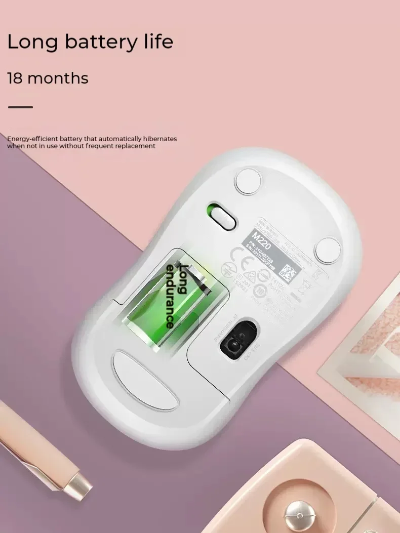 Logitech - Ratón inalámbrico M221 con Bluetooth, ratón silencioso de 2,4 GHz, óptico, ergonómico, apto para juegos de PC, Mac OS/Windows 1