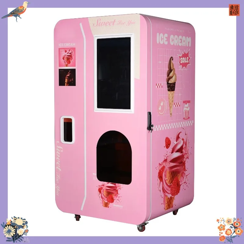 Smart Soft Ice Cream Vending Machine Customizable 24 Hour Self Service 250 Cups Capacity Bill Coin Card QR Code Payment