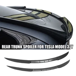 Fit For Tesla Model 3 Y Accessories Spoiler Car Rear Trunk Tail Wing ABS Carbon Fiber Glossy Black Exterior Modification