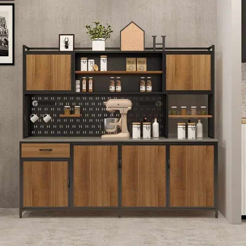 Industrial style wrought iron solid wood dining side cabinet, locker against the wall, tea cabinet, living room locker, retro co