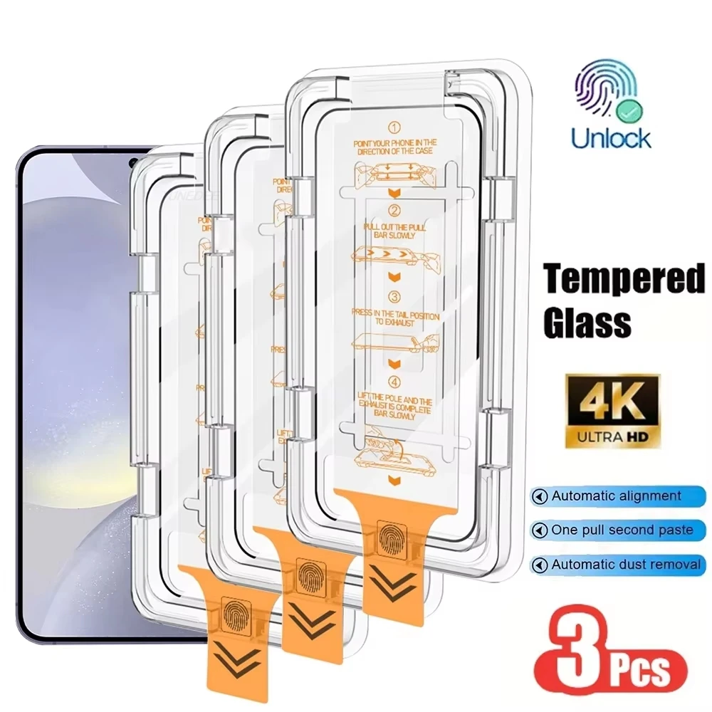 

Easy Install Tempered Glass For Samsung A56 A36 A55 A54 5G A16 A26 S23 FE S26 S24 S25 Ultra Fingerprint Unlock Screen Protectors