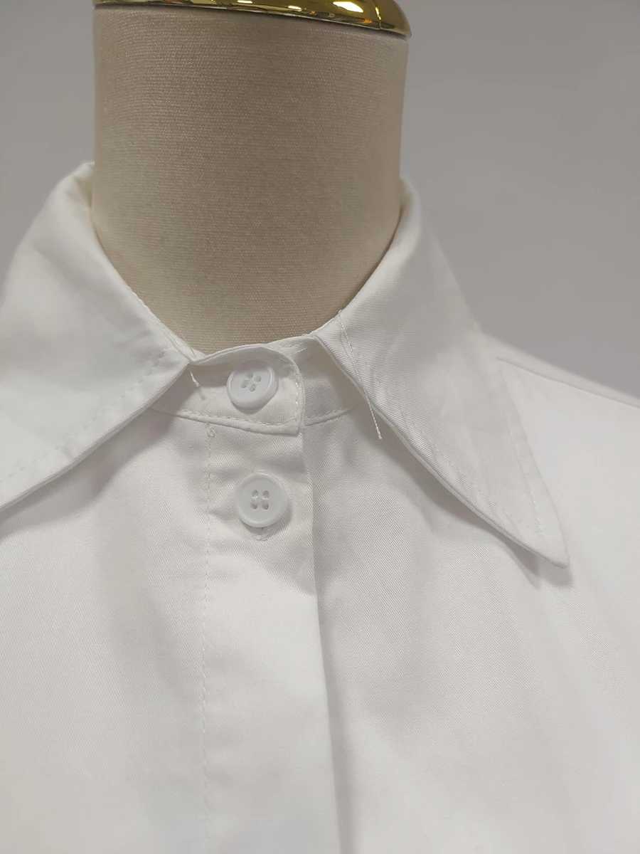 VGH French Style Vintage Solid Shirts Dresses For Women Lapel Long Sleeve High Waist Slimming Elegant Dress Female Fashion New