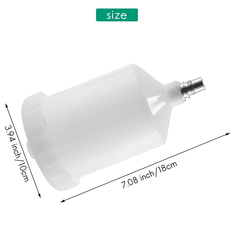 3 pezzi 600Ml di plastica Hvlp vaso per tazza di vernice per Sata spruzzatore a tazza connettore spruzzatore di vernice a getto facile da usare