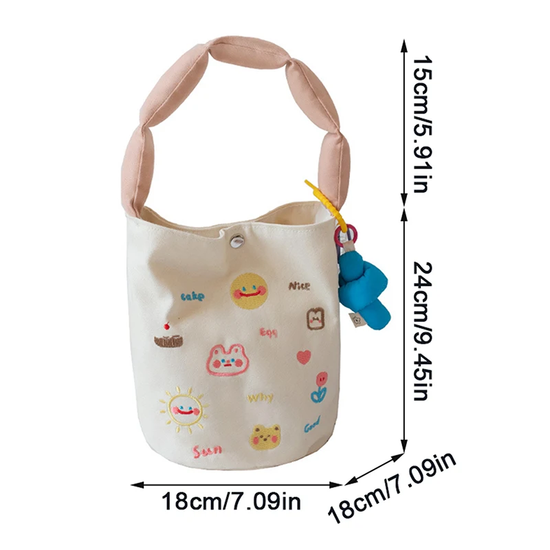 أزياء لطيف المرأة المطرزة قماش حقيبة الكتف تخزين حقيبة الغداء #6