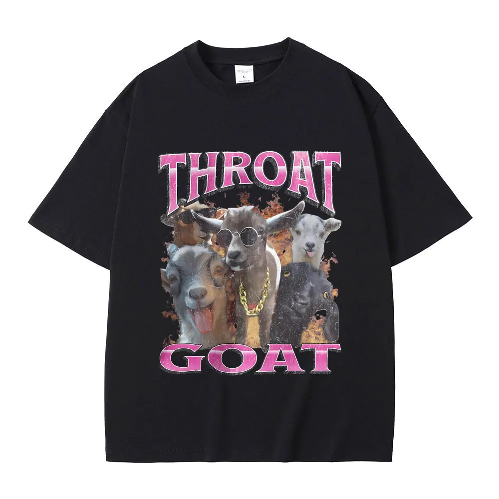 

Funny Throat Goat Graphic Print T-shirt Male Fashion Oversized Streetwear Men Women Casual High Quality Pure Cotton Short Sleeve