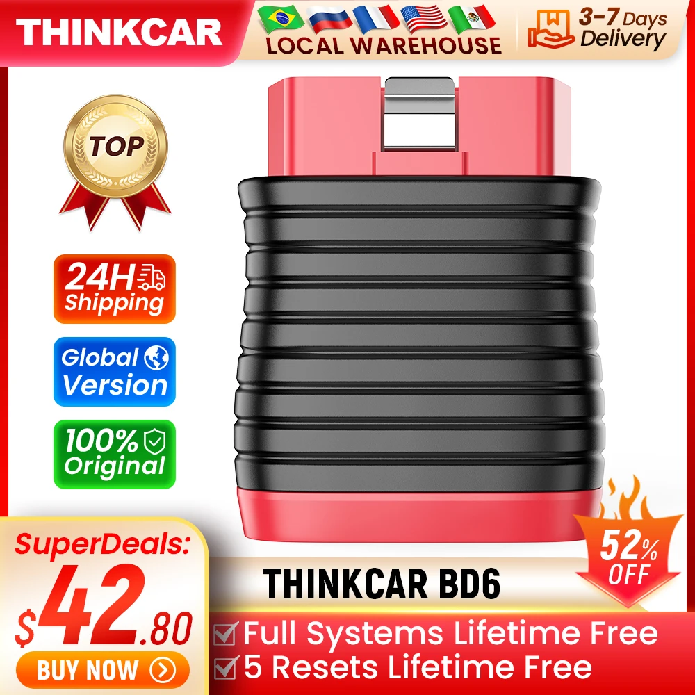 

THINKCAR BD6 Bluetooth Scanner Car Diagnostic Tool OBD2 Scanner Full System Diagnose 5 Reset OIL IMMO Auto Diagnosis Code Reader