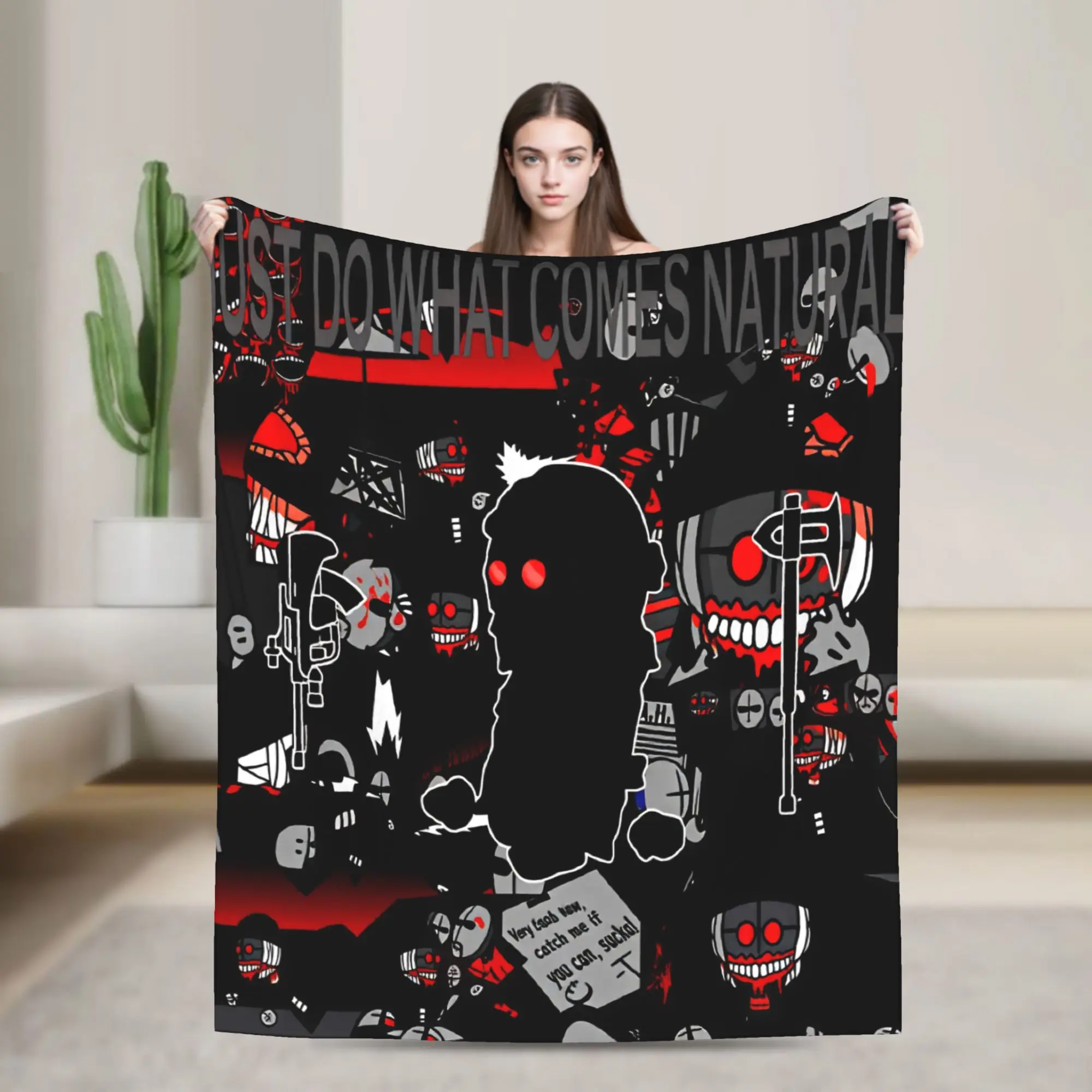 MADNESS COMBAT Anime Blanket  Warm Pattern Plush Throw Blanket For Girls Boys Couch Bed Flannel Bedspread Bed Cover