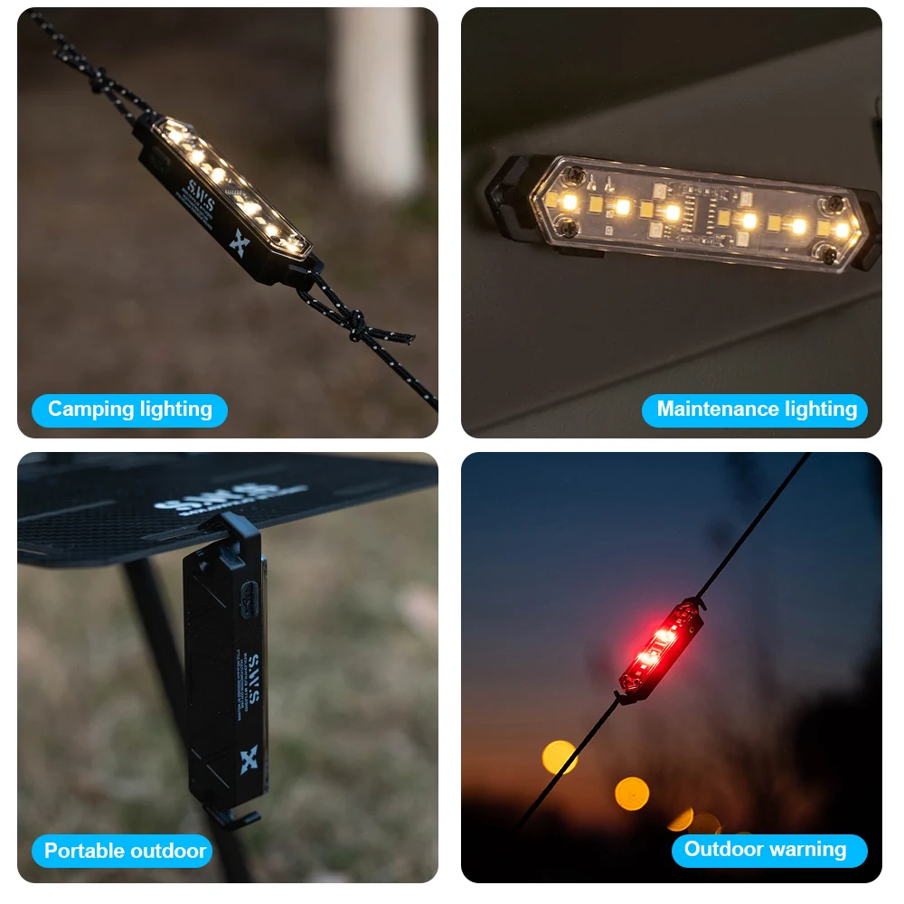D2 Outdoor Portable Camping Light 7 Illuminated Tactical Wind Rope Lights Magnetic Backpacking Tent Light Hiking Camping Warning