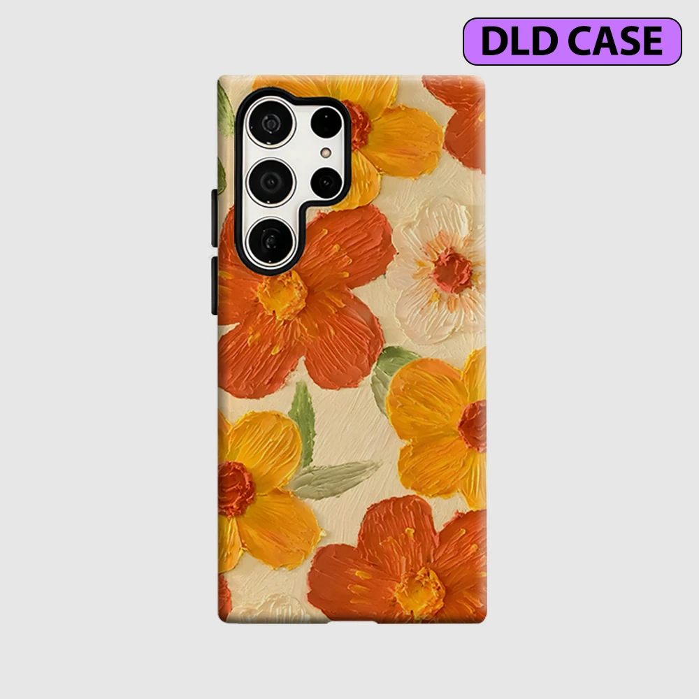 Buttercup Impasto Phone Case for Samsung Galaxy S26 S25 Ultra S24 S23 Ultra Plus Shockproof Double Layer Tough Back Cover