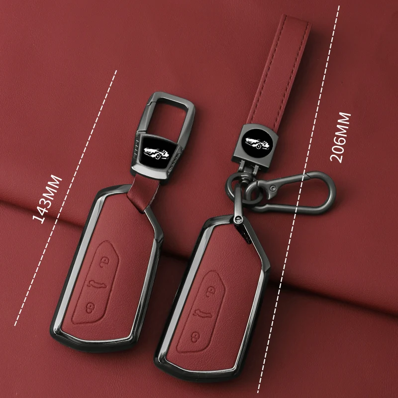 New Alloy Leather Car Key Case Cover for VW Golf 8 MK8 Teramont ID.3 ID.4 ID.5 Skoda Enyaq iV Octavia Seat Leon Auto Accessories