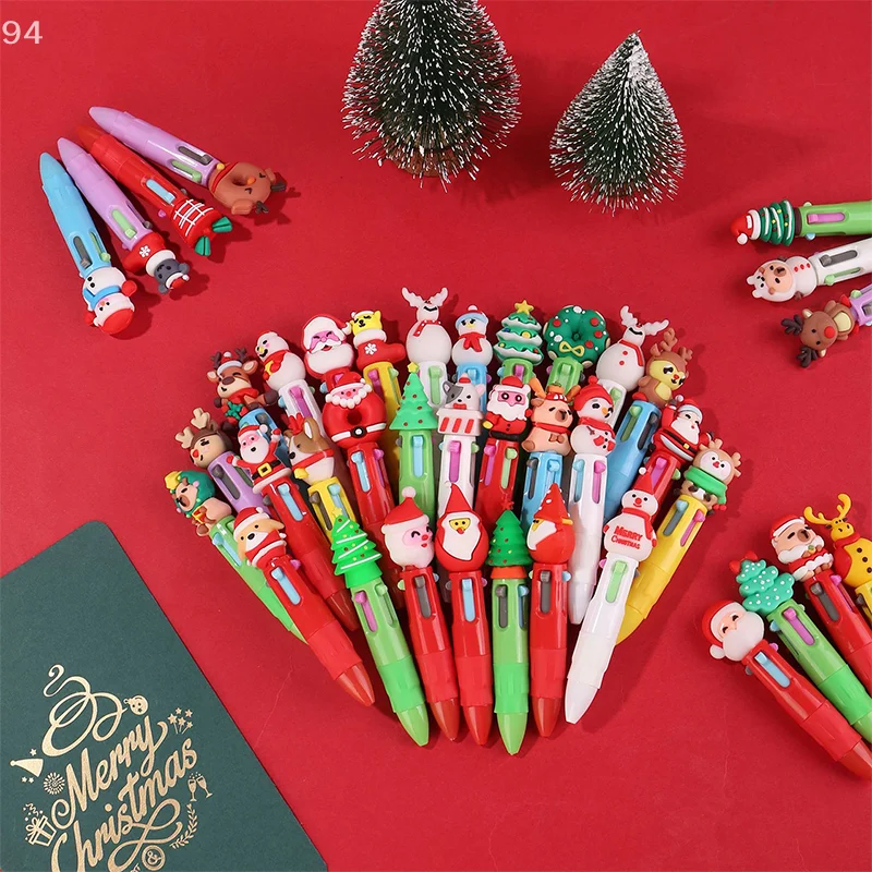 10 قطع جديد عيد الميلاد أربعة ألوان قلم لطيف الأيائل سانتا كلوز البسيطة هلام القلم كتيب القلم جائزة الطالب هدية