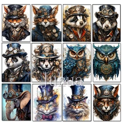 New Arrival Steampunk Hat Cats Diy Diamond Painting Raccoon Animals Full Diamond Mosaic Embroidery Cross Stitch For Home Decor