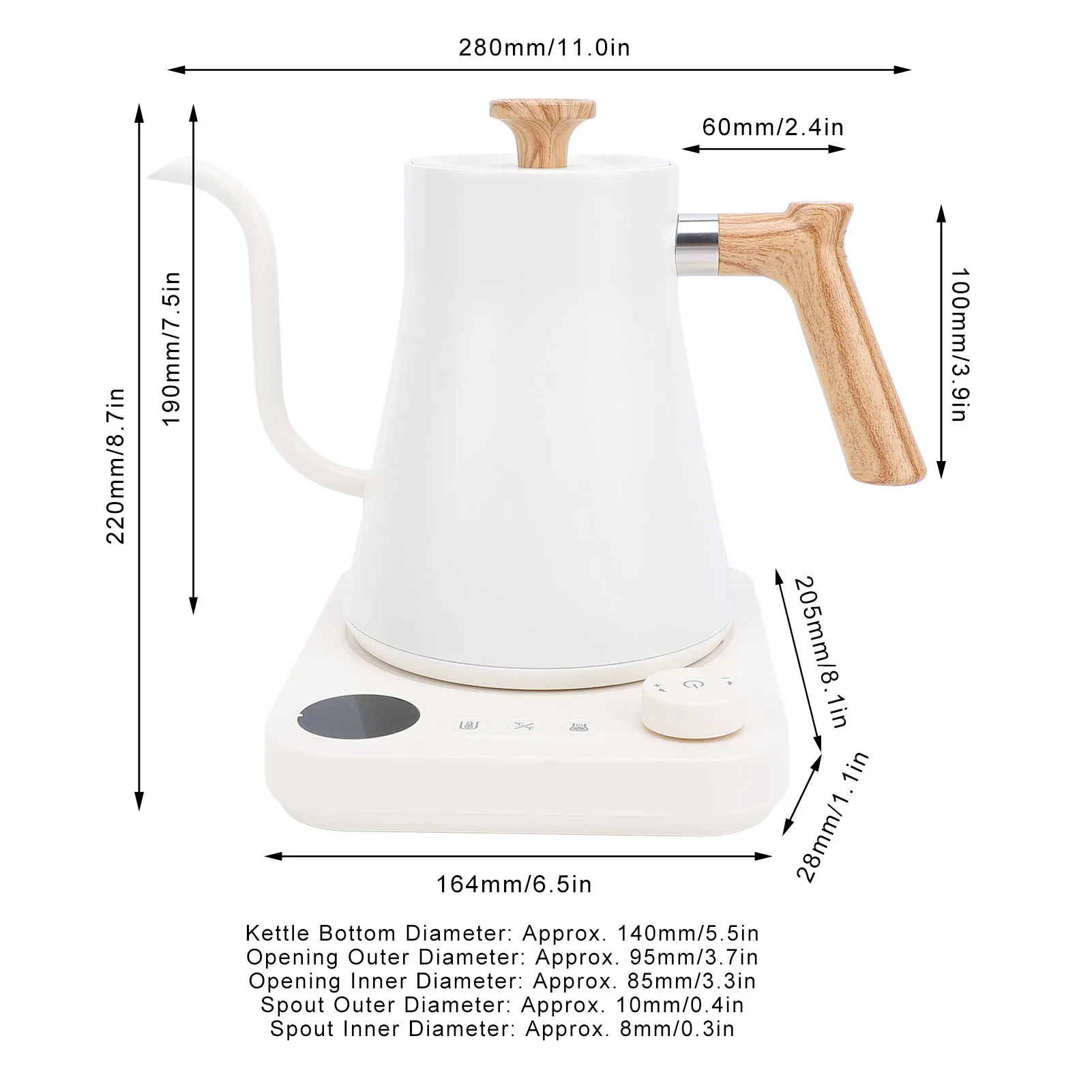 110V/220V Electric Kettle Gooseneck Hand Brew Coffee Pot Thermo Pot Temperature-Control Heating Water Jug Bottle Smart Teapot