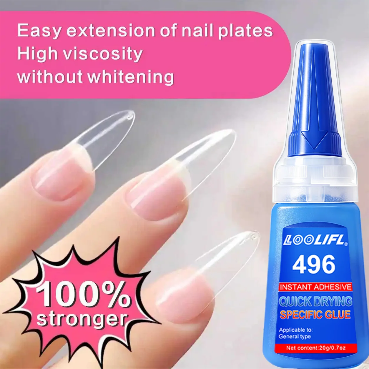 Super Strong Waterproof Nail Glue, Lasts for 60+ Days, No Light Needed, Fast Bonding, Strong Nail Glue, Suitable for Women's Press-On Nails, Nail Art, and Nail Supplies, Super Strong Adhesion, Large Capacity Design, One Bottle Equals Ten Bottles
