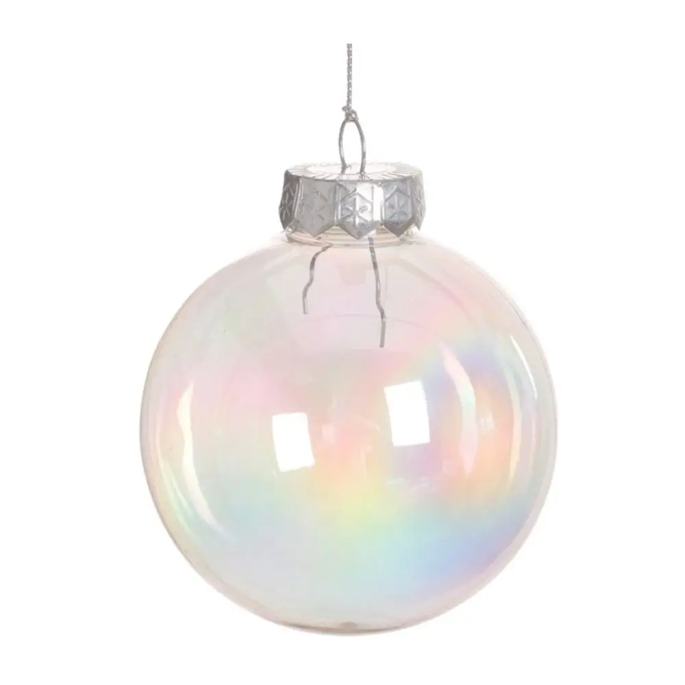 

6Pcs 10/8/6cm Colourful Christmas Ball Clear Plastic Iridescent Bubble Ball Pendant PET Sphere Xmas Tree Hanging Ball
