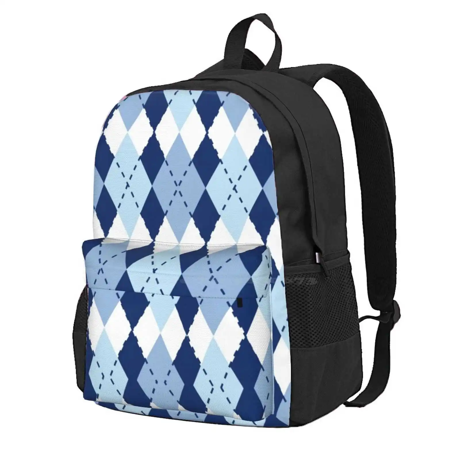 Blue Argyle (3) Hot Sale Schoolbag Backpack Fashion Bags Blue Argyle Blue Diamond Caorlina Blue Unc Cute Preppy