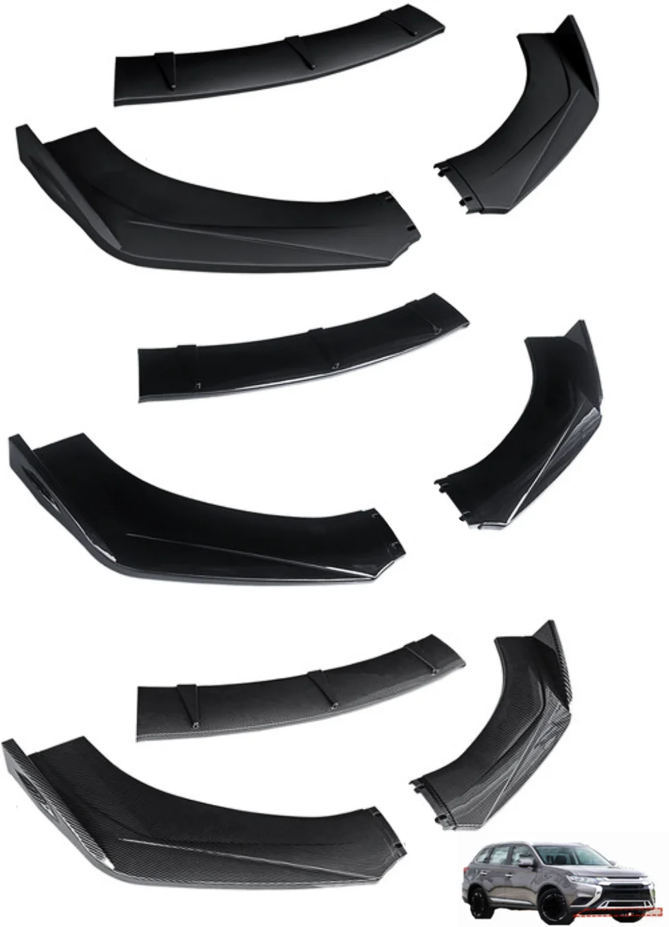 

Car front bumper splitter spoiler lip front shovel For Mitsubishi Outlander 2016 2017 2018-2022 ABS Car bumper trim accessories