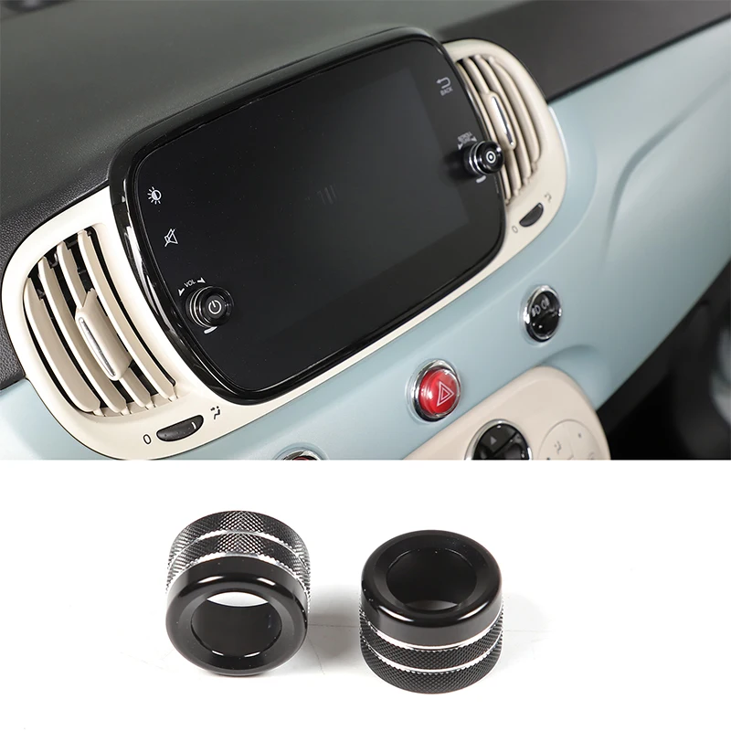Pour Fiat 500 (2016-2026) - Anneau décoratif en alliage d'aluminium pour bouton de commande multimédia central - Accessoires