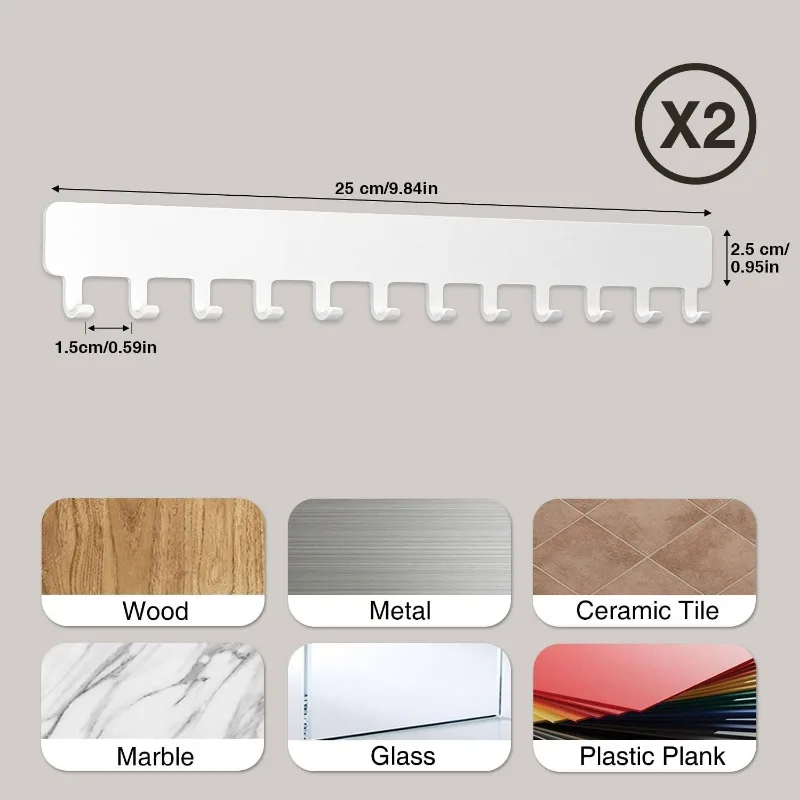 

Держатель для ожерелья - подвесной органайзер для ювелирных изделий, самоклеящийся, настенное крепление, 2 шт.