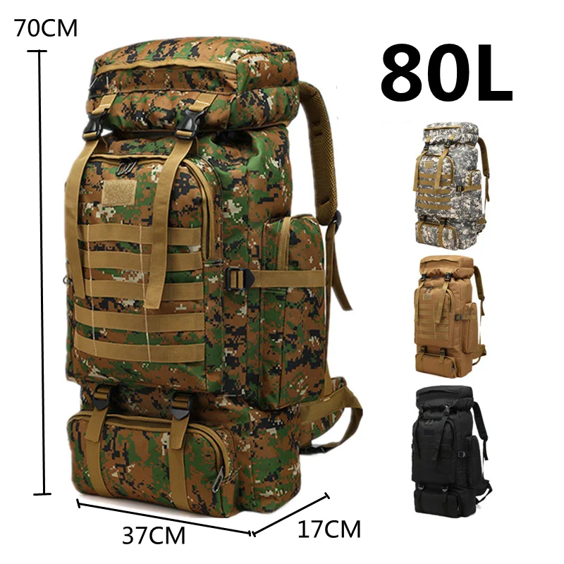 Men's 80L Large Hiking Mountaineering Backpack Climbing Hiking Backpack Camping Backpack Sport Outdoor Rucksack Bag