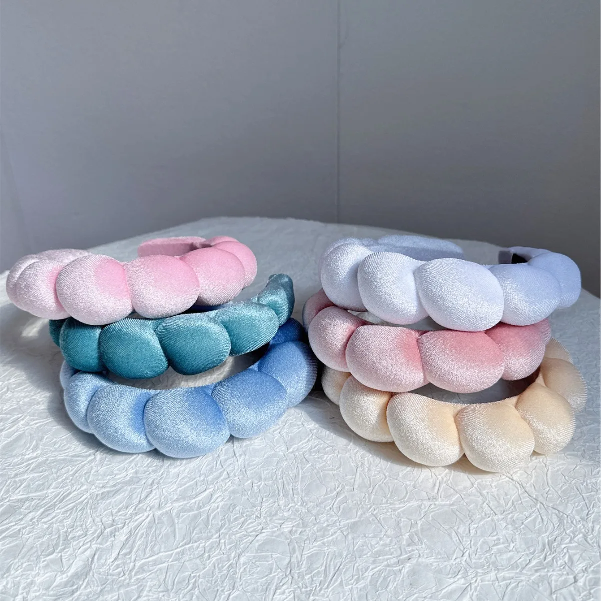 Sponge Headbands for Women Girls Puffy Hair Band Makeup Bubble Terry Cloth Co Spa Retro Hairband Women Hair Accessories Headwear