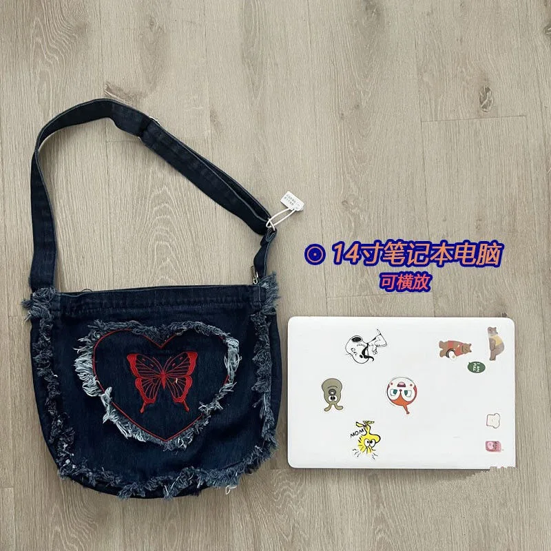 Denim Fashion Large Capacity Japanese Harajuku Messenger Bags Shoulder Bags Commuter Bags Coin Purses Fashion Handbags Satchels