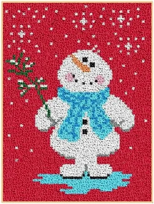 DIY Christmas Latch Hook Kits Cute Snowman Shaggy Rug Pattern Printed Crochet Needlework Crafts for Kids Adults